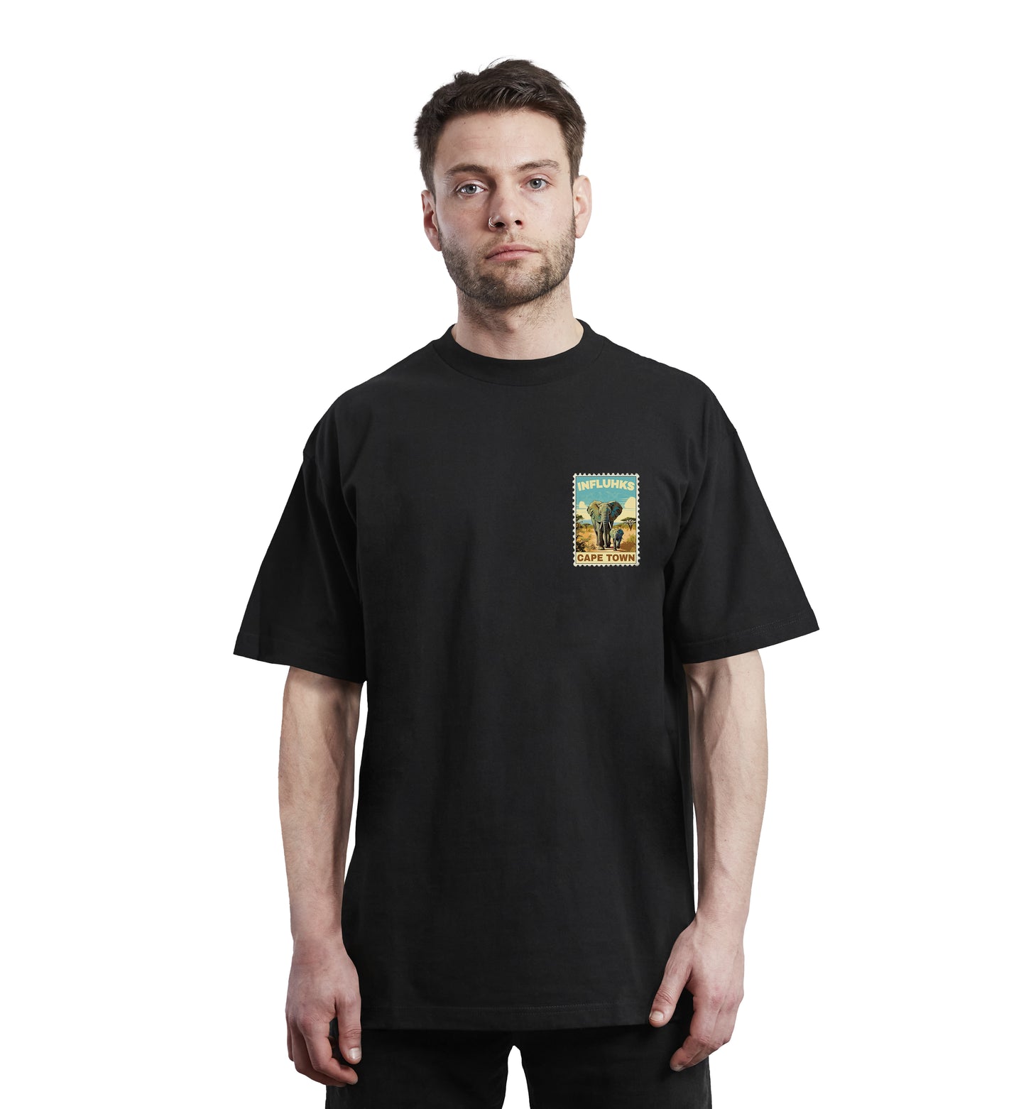 ELEPHANT STAMP T-SHIRT BLACK